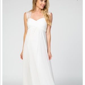 PINKBLUSH lace accent chiffon maternity gown